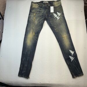 Golden Jeans Men's 36x34 Distressed Bird Embroidery thrashed skater Y2K retro‎